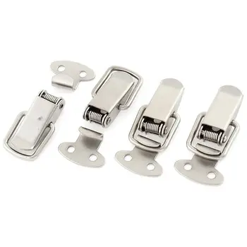 

Cabinet Silver Tone Spring Loaded Toggle Switch Latch Hasp 4 pcs