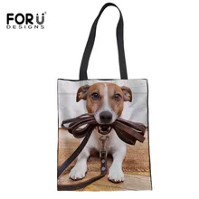 FORUDESIGNS/Джек Рассел терьер печать девушка хозяйственные сумки экологический Холст Многоразовые сумки школьная сумка через плечо сумки Bolsos Mujer