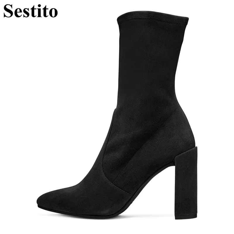 Mi SlipSur As Talons Chaussures Sabot Picture Femme mollet Femmes Blanc Haute Dames Nouveau Bout Talon Robe as Bottes Super Picture Noir Courtes Pointu T31KuclFJ