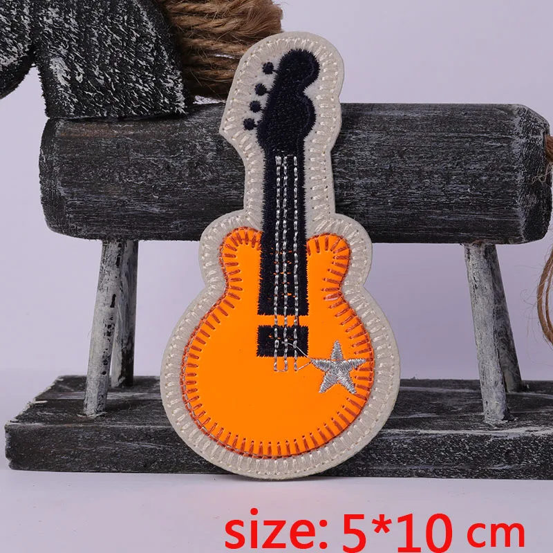 

New arrival 1PC guitar summer Iron On Embroidered Patch For Cloth Cartoon Badge Garment Appliques DIY Accessory