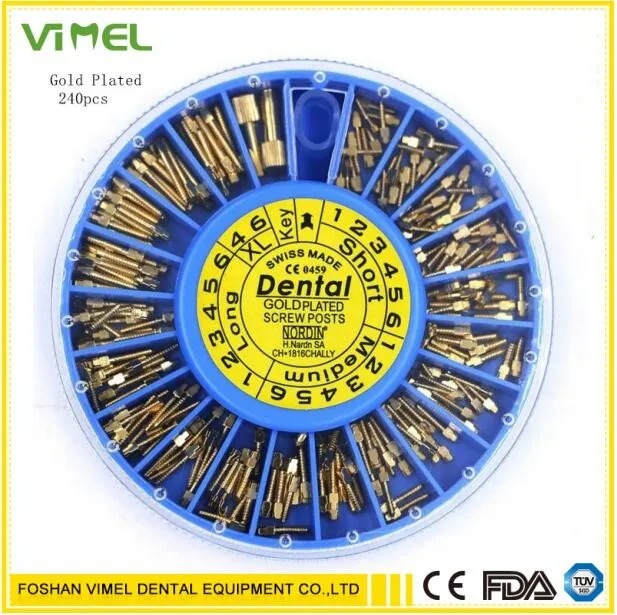 240 pieces 24K Dentist Conical Screw Posts Kits Conical Nordin Dental