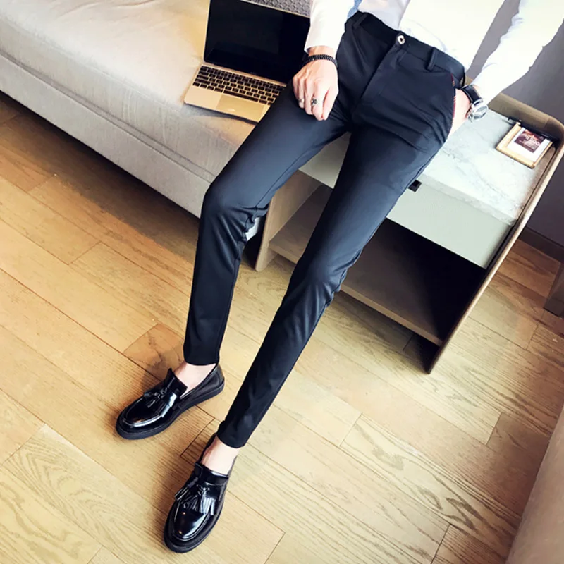 Новые Модные Высокое качество Мужские штаны из хлопка прямые весной и летом длинный мужской классический повседневные деловые брюки