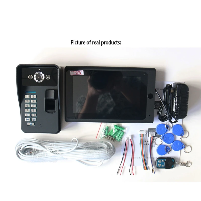 Mountainone 7 дюймов проводной ночного видео звонок пароль по отпечатку пальца карты с Беспроводной Wi-Fi мобильного телефона удаленного Камера
