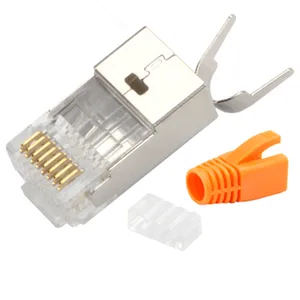 Image 2 - 5set Connector Rj45 Cat7 Quality Crystal Head Lan Cable Adapter10Gb Ethernet Network Cable 8p8c Metal Shielding Modular Plug