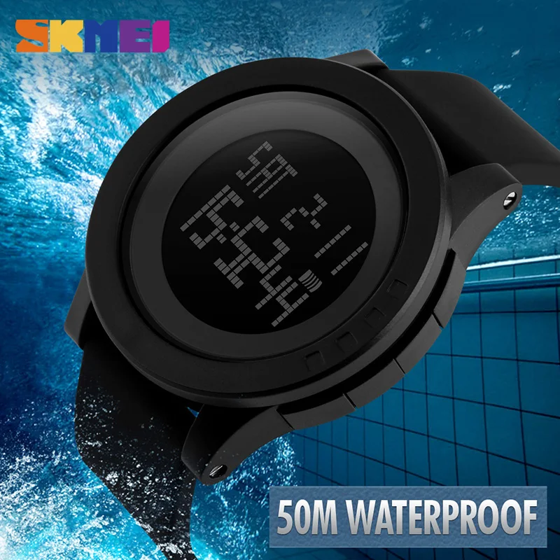

SKMEI Simple Sports Watches Men LED Display Digital Wristwatches 50M Waterproof Alarm Chrono Silicone Strap colorful Watch 1142