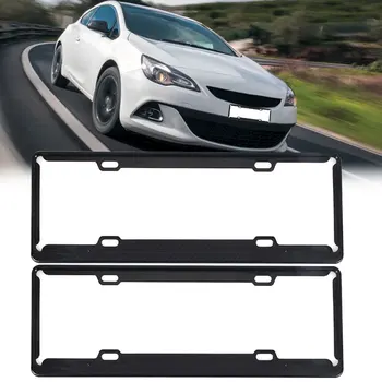 

Car License Plate 2Pcs License Plate Frame Cover Imitation Carbon Fiber Plate Frame Black Car Accessories Universal