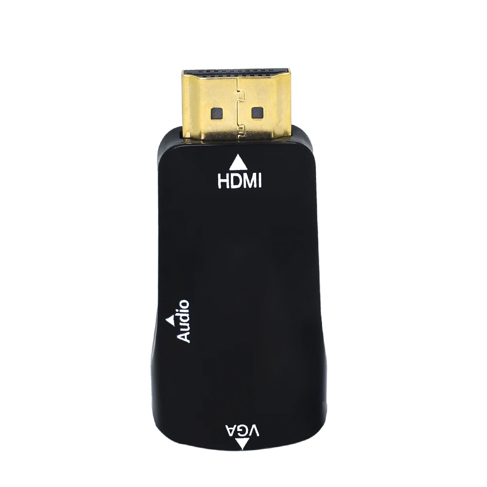 TISHRIC HDMI TO VGA аудио цифро-аналоговый адаптер конвертер с аудио кабелем поддержка HD 1080P для ноутбука ТВ коробка проектор - Цвет: TSR284-Black