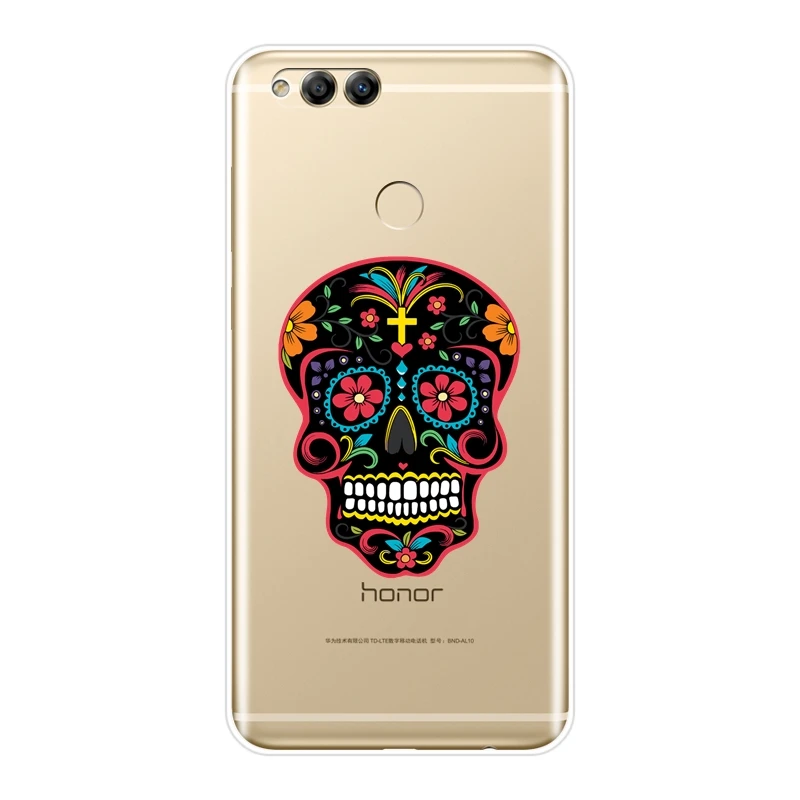 Силиконовый чехол с черепом и скелетом для Huawei Honor 7 8 9 10 Lite 7S 7X 7A 7C Pro мягкая задняя
