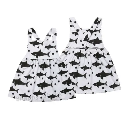 Cute Baby Girls Toddler Summer Clothes Cartoon Shark Print Ball Gown Dress Costume Cute Baby Girls Toddler Summer Clothes Cartoon Shark Print Ball Gown Dress Costume