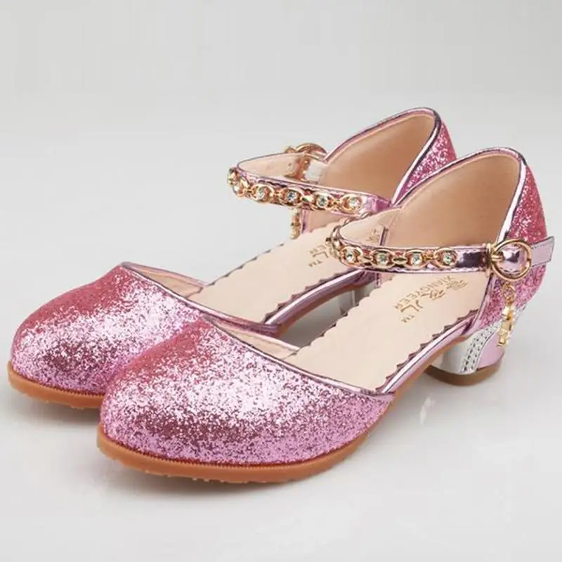 HaoChengJiaDe Girls Sandals Kids Crystal Shoes High Heels Students ...