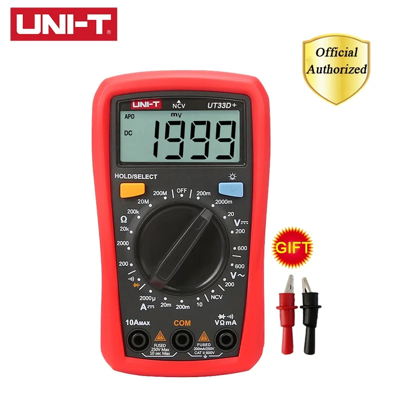 UNI-T UT33A+ UT33B+ UT33C+ UT33D+ цифровой мультиметр AC DC Ток Сопротивление+ 2mF емкость NCV тестер с ЖК-подсветкой - Цвет: UT33D(PLUS)