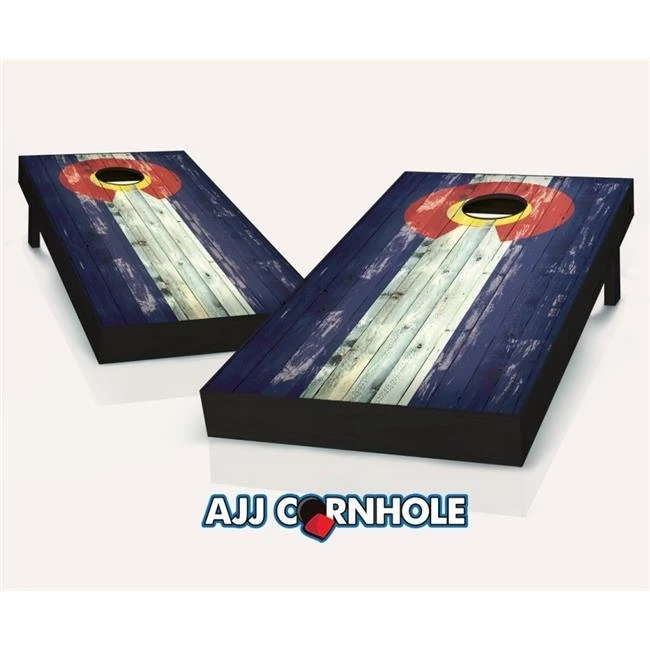 AJJCornhole 107-ColoradoFlagDistressed Colorado Flag Distressed Theme Cornhole Set with Bags - 8 x 24 x 48 in.