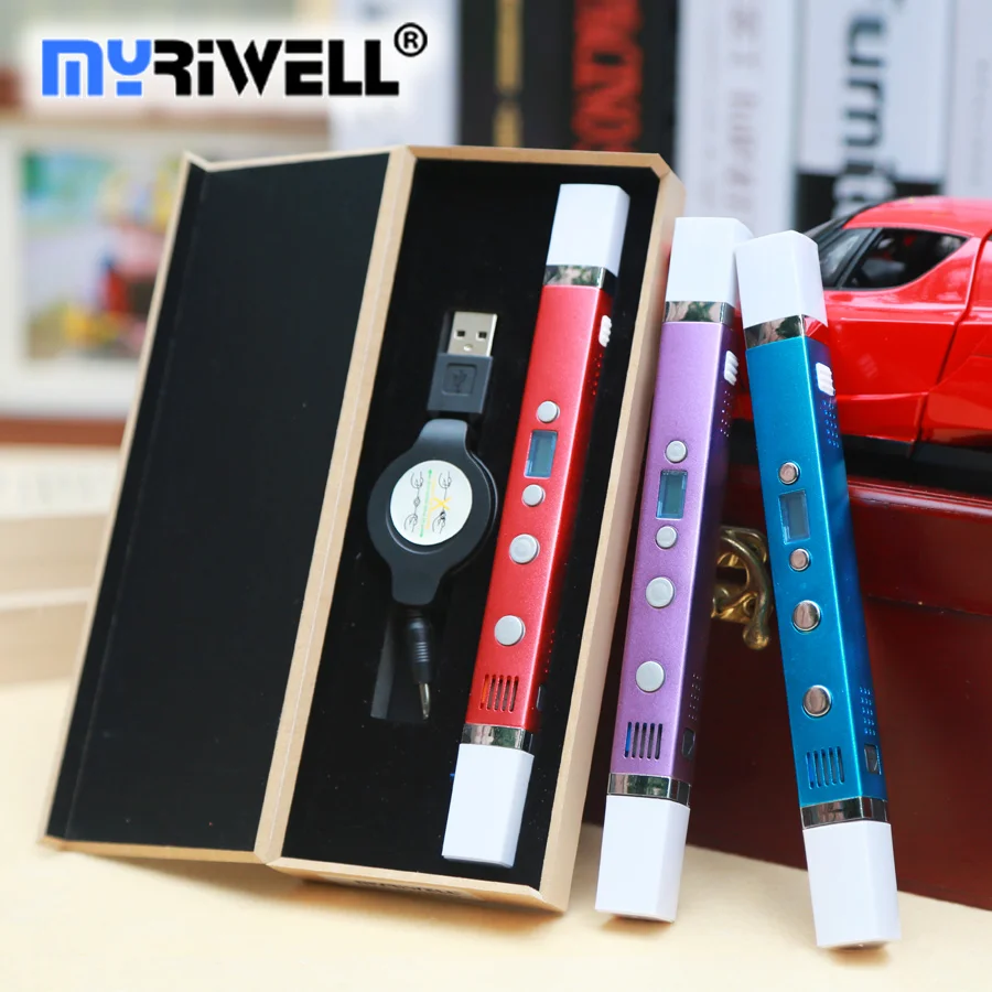 3d ручка myriwell светодиодный дисплей зарядка через USB 3 d 2017 с 3D принтом smart3d для