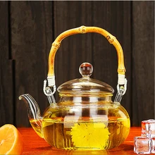 Conveniente Climatizada caliente Drinkware 600 ML Juego de Té De Vidrio Borosilicato Tetera Transparente Oficina Flower Tea Pot