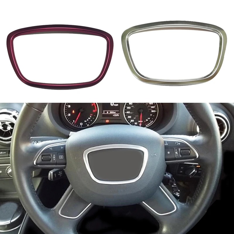 

Chrome steering wheel trim emblem logo frame sequins sticker decoration accessories for Audi A3 A4 B6 B7 A6 C6 A7 A8 Q3 Q5 Q7