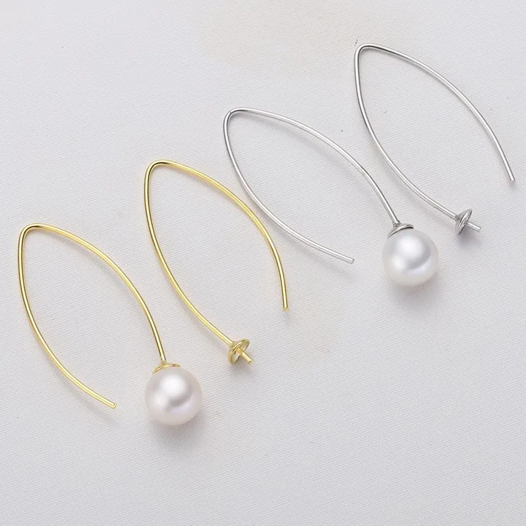 2 Color 925 Silver Pearl Earrings Fashion Drop Earrings Findings