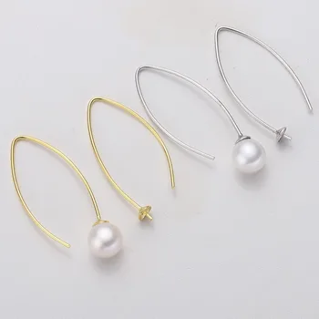 

2 Color 925 Silver Pearl Earrings Fashion Drop Earrings Findings Exquisite Jewelry Parts Fittings Women's Accessories