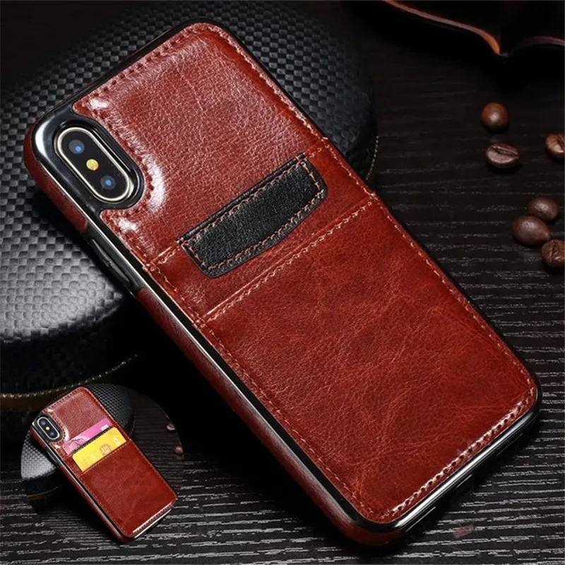 

Luxury Genuine Leather Protective Cell Phone Case for iphone 7 8 6 S 6S Plus X XS Portable Credit Card Slot Holder Wallet Covers