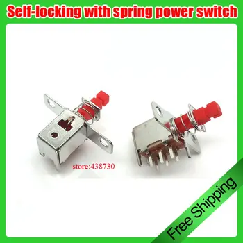 

10pcs A03-08 environmental protection button switch double row 6pin self-locking red with spring power switch