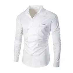 XMY3DWX 2018 Осенняя мода для мужчин Чистый цвет квадратный воротник Длинные рубашка с рукавами/мужской полноценно удобные Slim fit отдыха рубашка