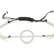 Золото Серебро Микро-паве cz кубический цирконий веревка отрегулированный браслет из медного бисера 56h64 Шарм плетеные браслеты