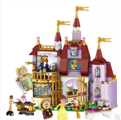 

Disney Cartoon Toys Beauty And The Beast Princess Belle'S Enchanted Castle Building Blocks Toys New Year Gift For Childrens