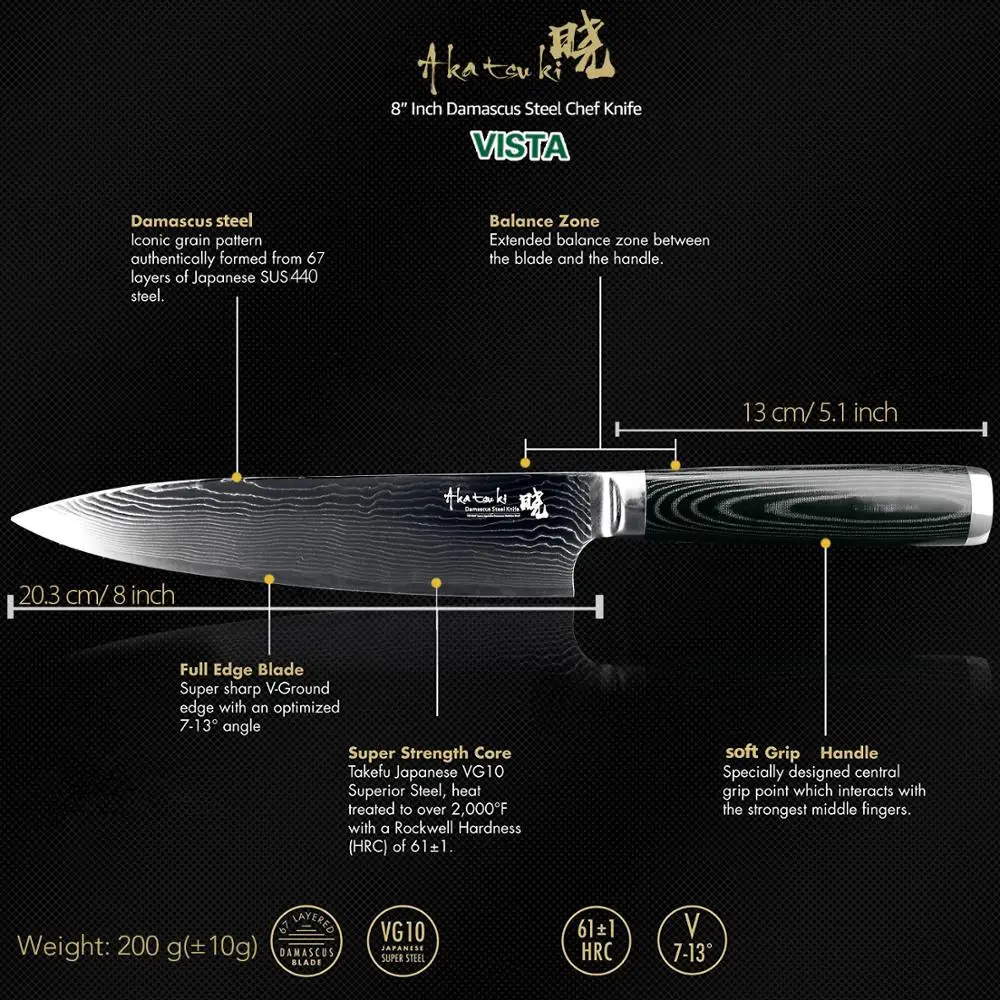 Дамаск ножи Chef Ножи японский Кухня Ножи Дамаск VG10 67 Слои Нержавеющая сталь Ножи Ультра Sharp Микарта ручки