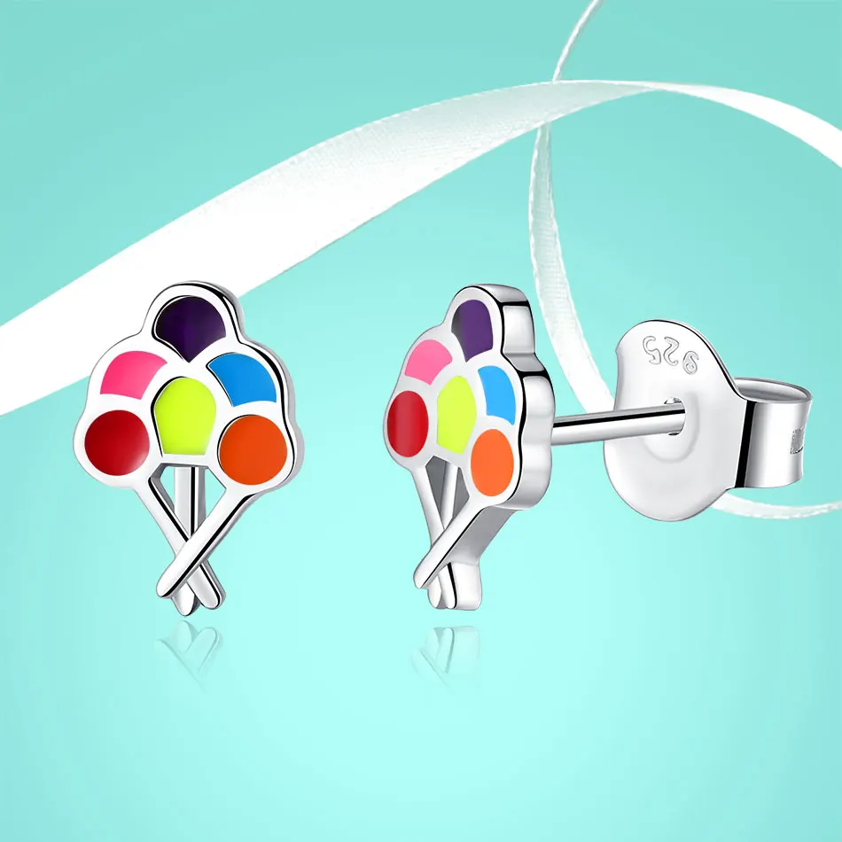 

EVOJEW Unique Design Multi-Colored Enamel balloon Stud Earrings For Women Girls Children Silver Trendy Jewelry