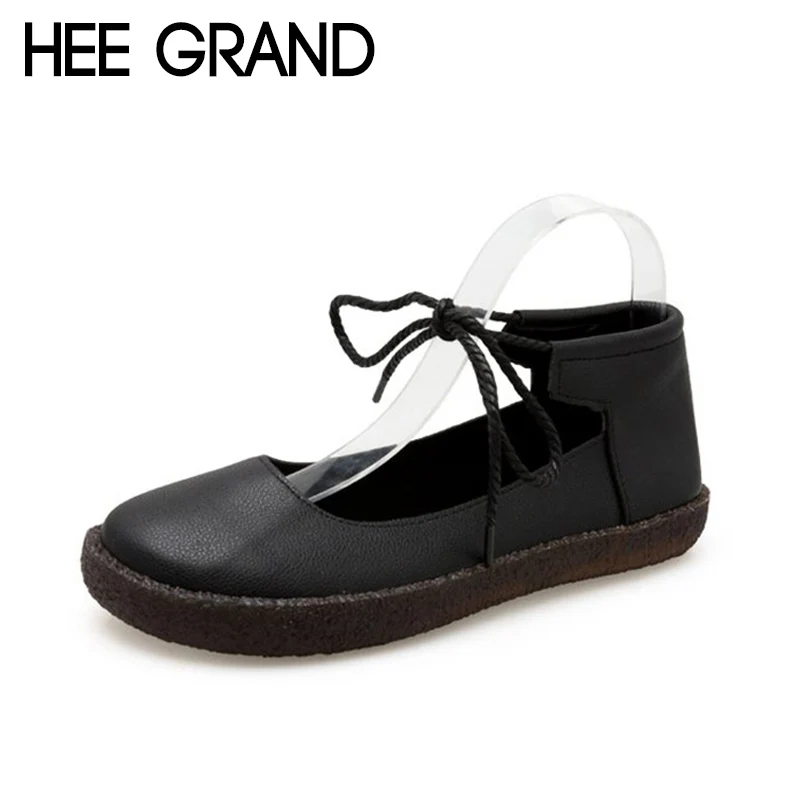 

HEE GRAND 2018 New Autumn Girl's Flats Lovely Style Lace-up Women Slip-on Causal Fashion Oxford Soft Leather Mujer Shoes XWD6940