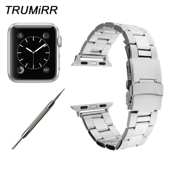 

Stainless Steel Watchband with Adapter + Tool for iWatch Apple Watch 38mm 42mm Safety Buckle Band Link Strap Wrist Belt Bracelet