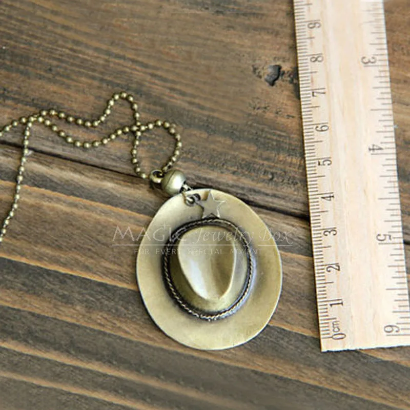 

Hip Hop Cowboy Hat Pendant Necklace Men Vintage Gold Bead Chain Star Choker Necklace Women Jewelry Femme Gift