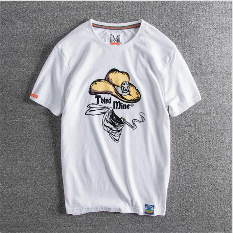 

New British Retro Hat Printed Single Men's Short Sleeve T-shirt for Foreign Trade in Summer