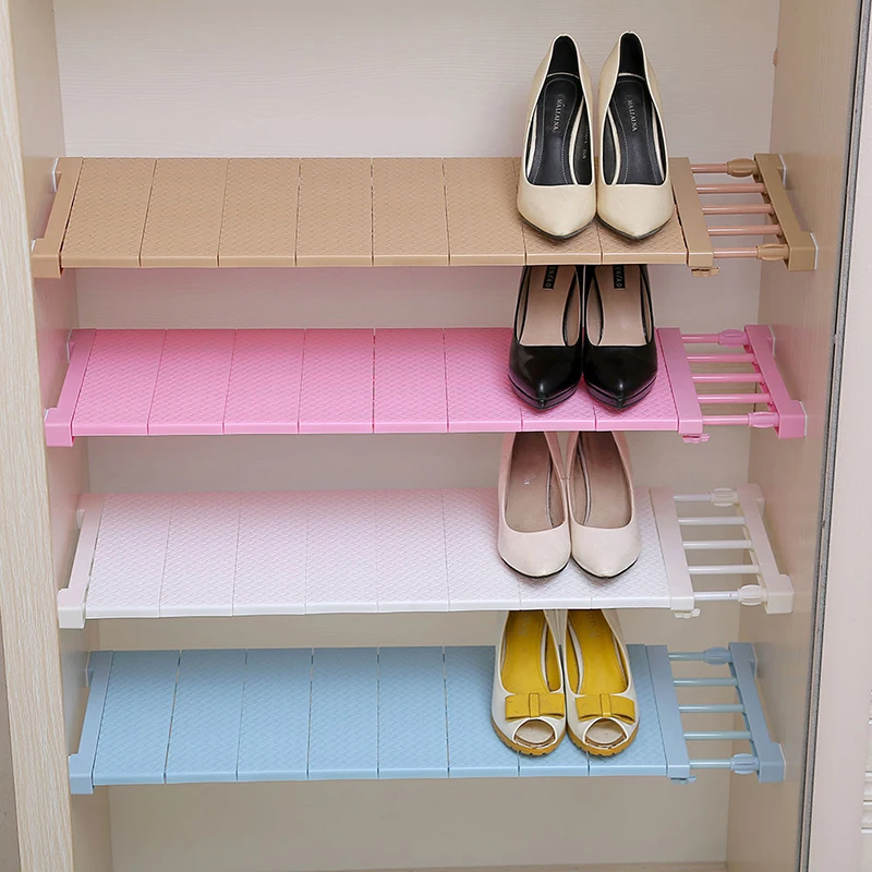 

New High Quality Kitchen Storage Rack Shelf Nail Free Wardrobe Storage Rack Free Telescopic Spacer Frame Home Organizer #236421