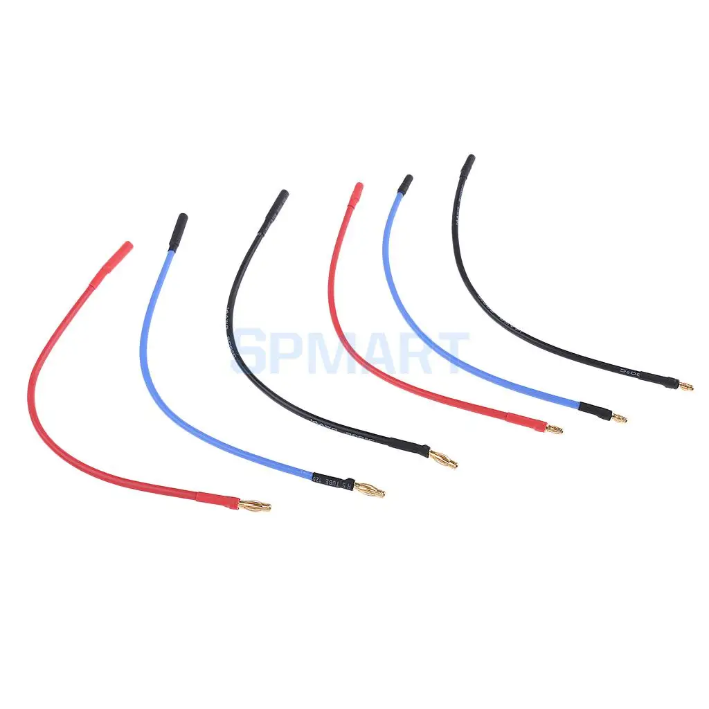 6Pcs 4.0mm & 3.5mm Connectors 23cm Banana RC Brushless Motor ESC Extension Cable Wire RC Car Boat Parts