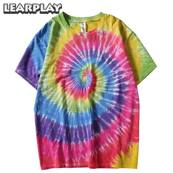 

Hippie Tie Dye Printed Short Sleeve T-Shirts Colorful Men Women Summer Streetwear O-neck Tee Shirts Fashion Casual Tops