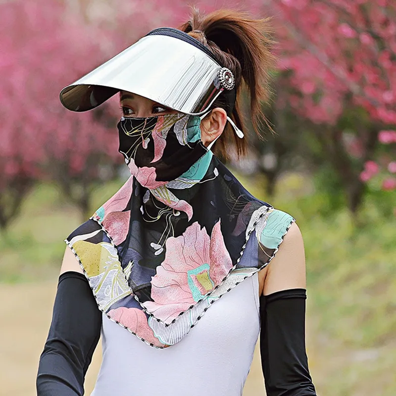 

1Pc Summer Female UV Outdoor Cycling Travel Face Shawl Anti Haze Pollen Dust Masks Neck Protection Sunscreen Veil Chiffon Masks