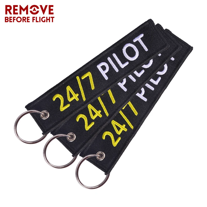 Fashion Key Chain Jewelry Outstanding Embroidery 247 Pilot Key Ring Chain for Aviation Lovers Gifts Luggage Tag Label Keychains (6)