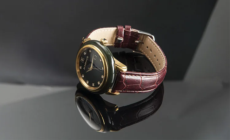 Топ для мужчин нефрита часы кожа модные роскошные бизнес человек нефрита наручные популярных мужской часы индивидуальные часы