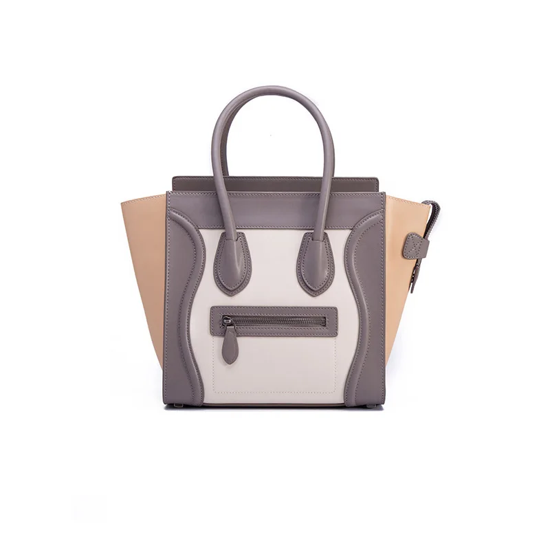 New Famous Designer Brand Luxury Women Leather Handbags Fashion Smile Face Tote Quality Trapeze Smiley Clutches Bolsa Feminina
