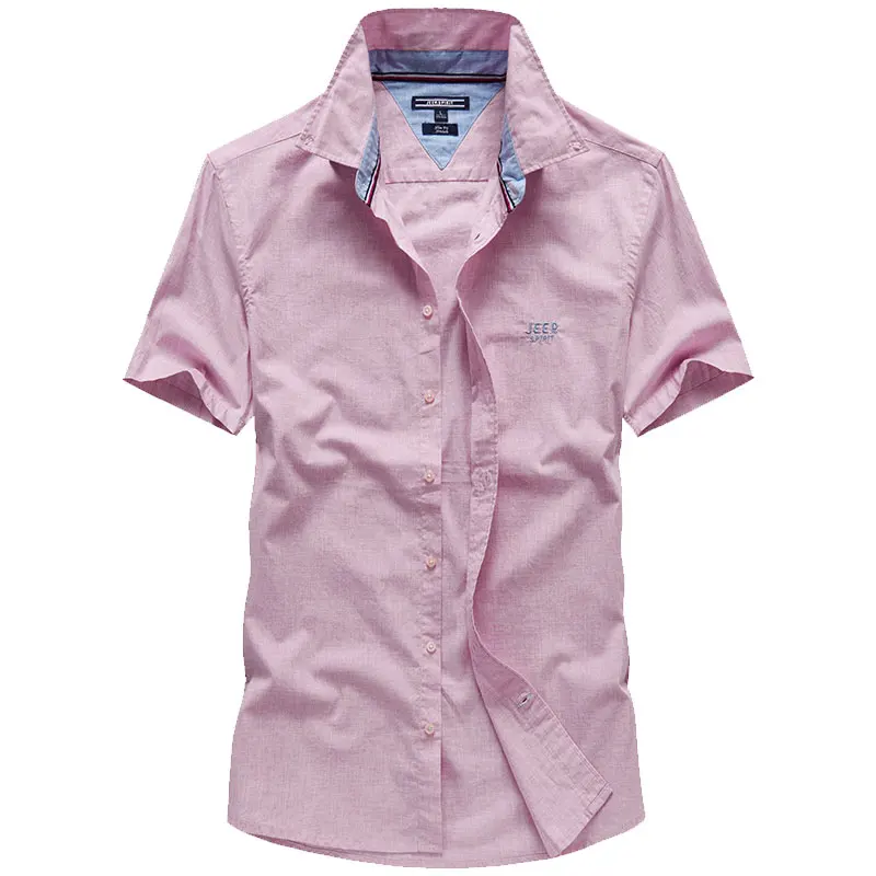 Brand JEEP Men Brand Shirts 2019 Summer Dress Cotton Short Sleeve Shirts Straight Casual Fashion Shirts M~4XL Business Shirts (17)