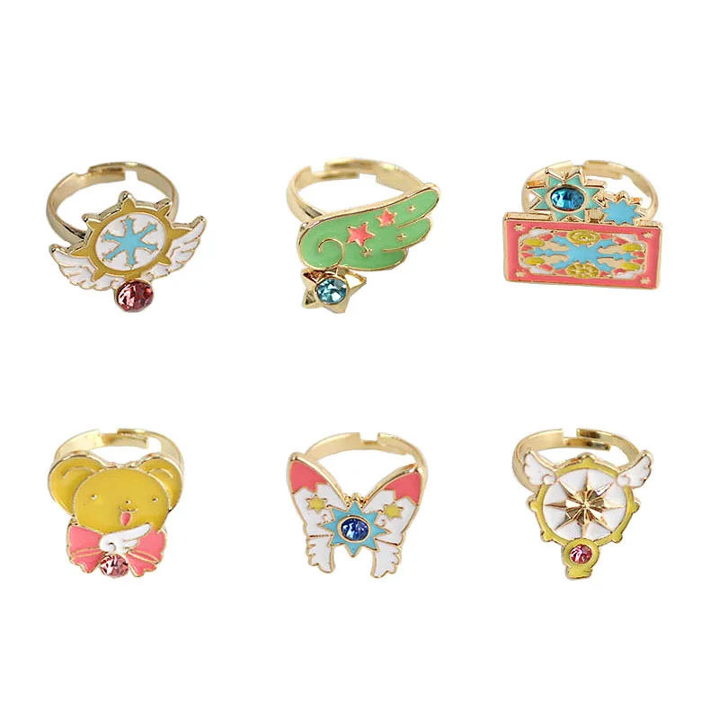 

free shipping wholesale 12pcs/lot new items metal enamel star wand Card Captor Sakura sailor moon ring