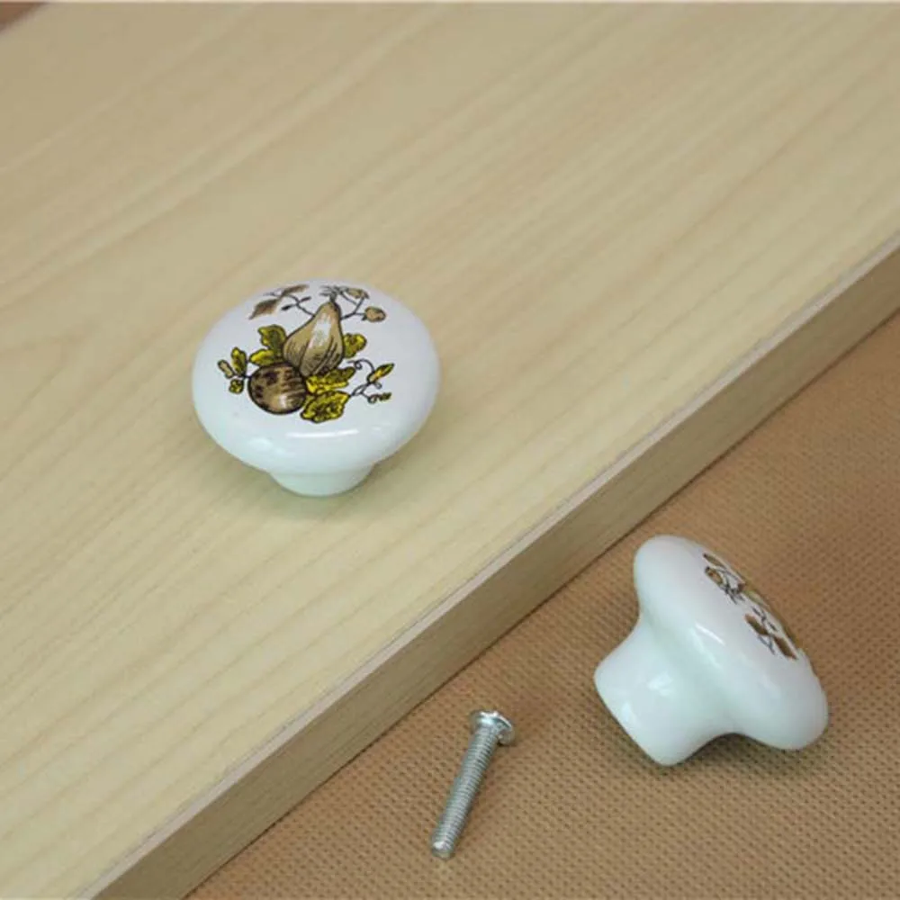 

Hot Cute Gourd Doll European Countryside Style Ceramic Knobs Nursery Retro Pull Kitchen Drawer Single Hole Knob Good Design