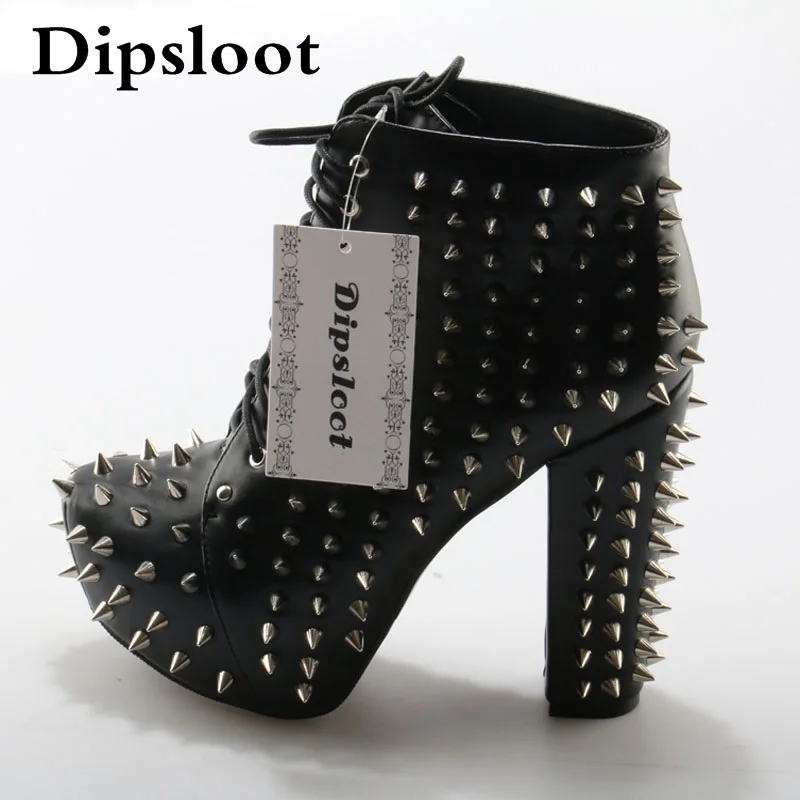 studded high heel ankle boots
