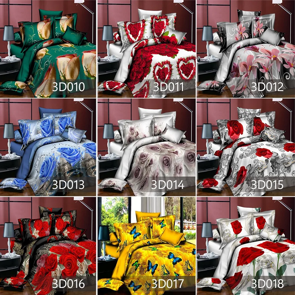 

Beautiful 3D Flower Queen 200X230 Rose Feast Pattern Bedding Set Bed sheets Duvet Cover Bed sheet Pillowcase 3pcs/set