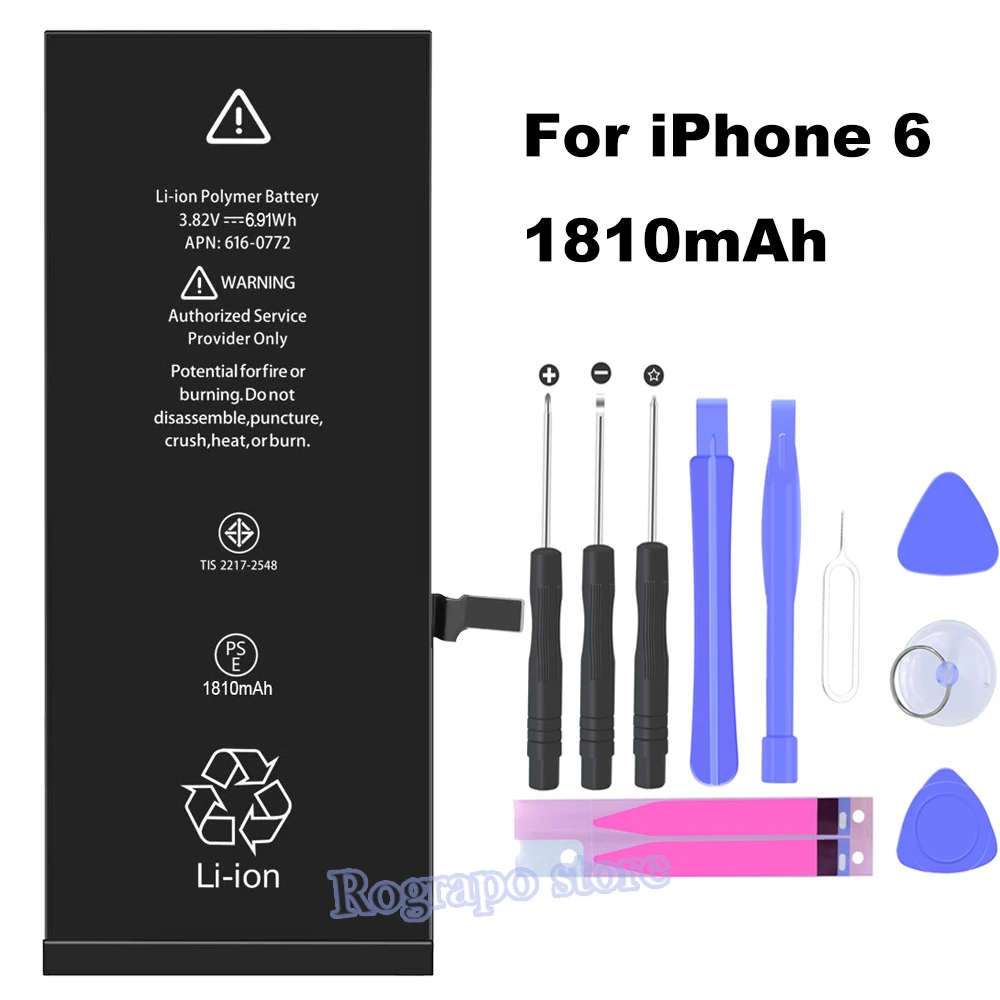 2018 Rograo Оригинальный оригинальный аккумулятор 1810 мАч для iPhone 6 6G Аккумуляторы