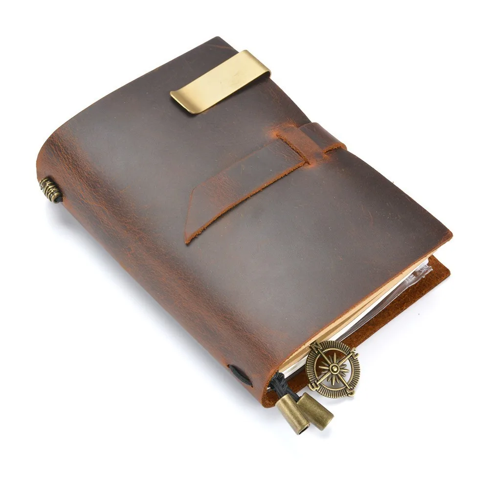 

Handnote 100% Genuine Leather Notebook Passport size Handmade Diary Journal With Pen Holder Classic Vintage Sketchbook Planner