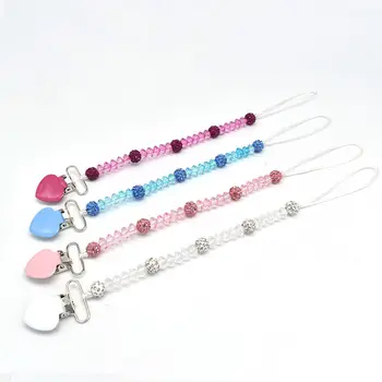 

Baby Infant Crystal Beaded Pacifier Holder Clip Nipple Teether Dummy Strap Chain