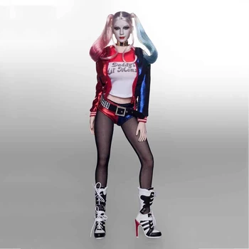 

CT001 Collectible 1/6 Scale Suicide Squad Harley Quinn Clothes Set with Head Sculpt for Female 12 inches Action Figure Bodies
