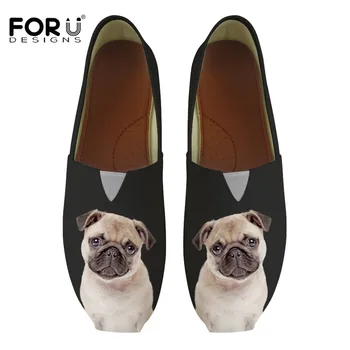 

FORUDESIGNS Funny Design Pet Animal Pug Dog Shih Tzu French Bulldog Women Canvas Flat Casual Vulcanized Shoes Femme Sneakers