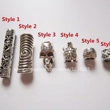 2 шт./упак. тибетское серебро различных 6 видов стилей Волосы Заплетены страх dreadlock бисер клипы манжеты около 5-6 мм отверстие